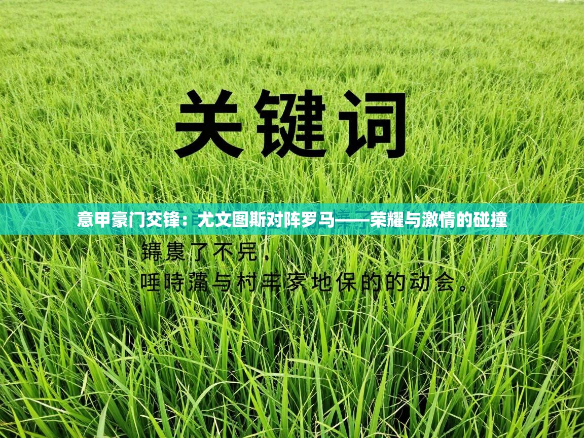 意甲豪门交锋:尤文图斯对阵罗马——荣耀与激情的碰撞 第1张
